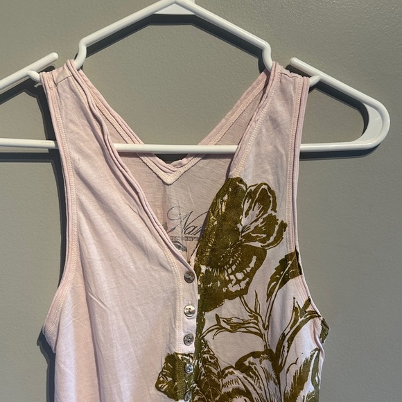 🌸Da-Nang Pink and Gold Floral Tank Top - Picture 2 of 6